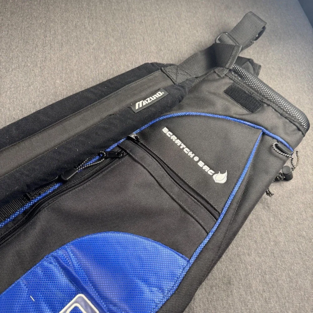 Mizuno Scratch‎ Sac Golf Carry Bag Black Blue Lightweight Sunday Bag